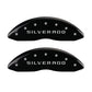 MGP Front set 2 Caliper Covers Engraved Front Silverado Black finish silver ch