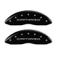 MGP 4 Caliper Covers Engraved Front Gen 4/Camaro Engraved Rear Gen 4/Z28 Black finish silver ch