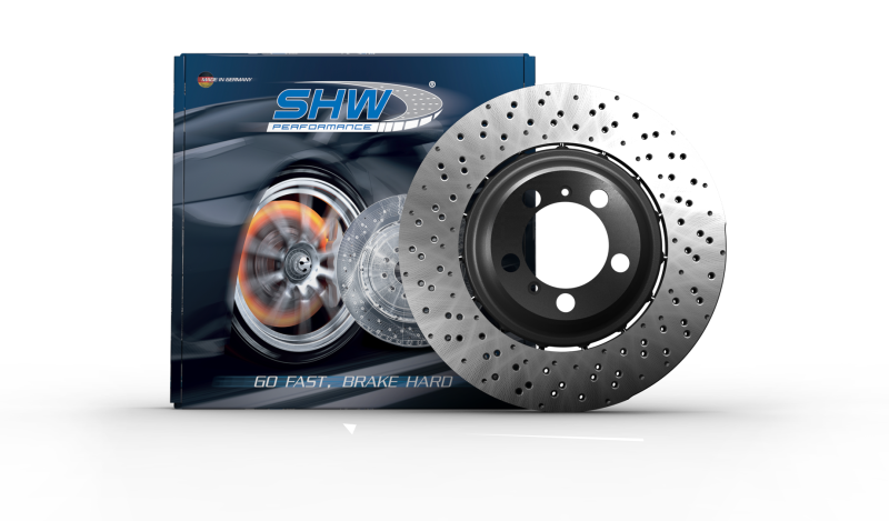 SHW 2021 Porsche 911 Turbo 3.7L Right Rear Cross-Drilled Lightweight Brake Rotor