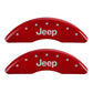 MGP 4 Caliper Covers Engraved Front JEEP Engraved Rear JEEP Grill logo Red finish silver ch